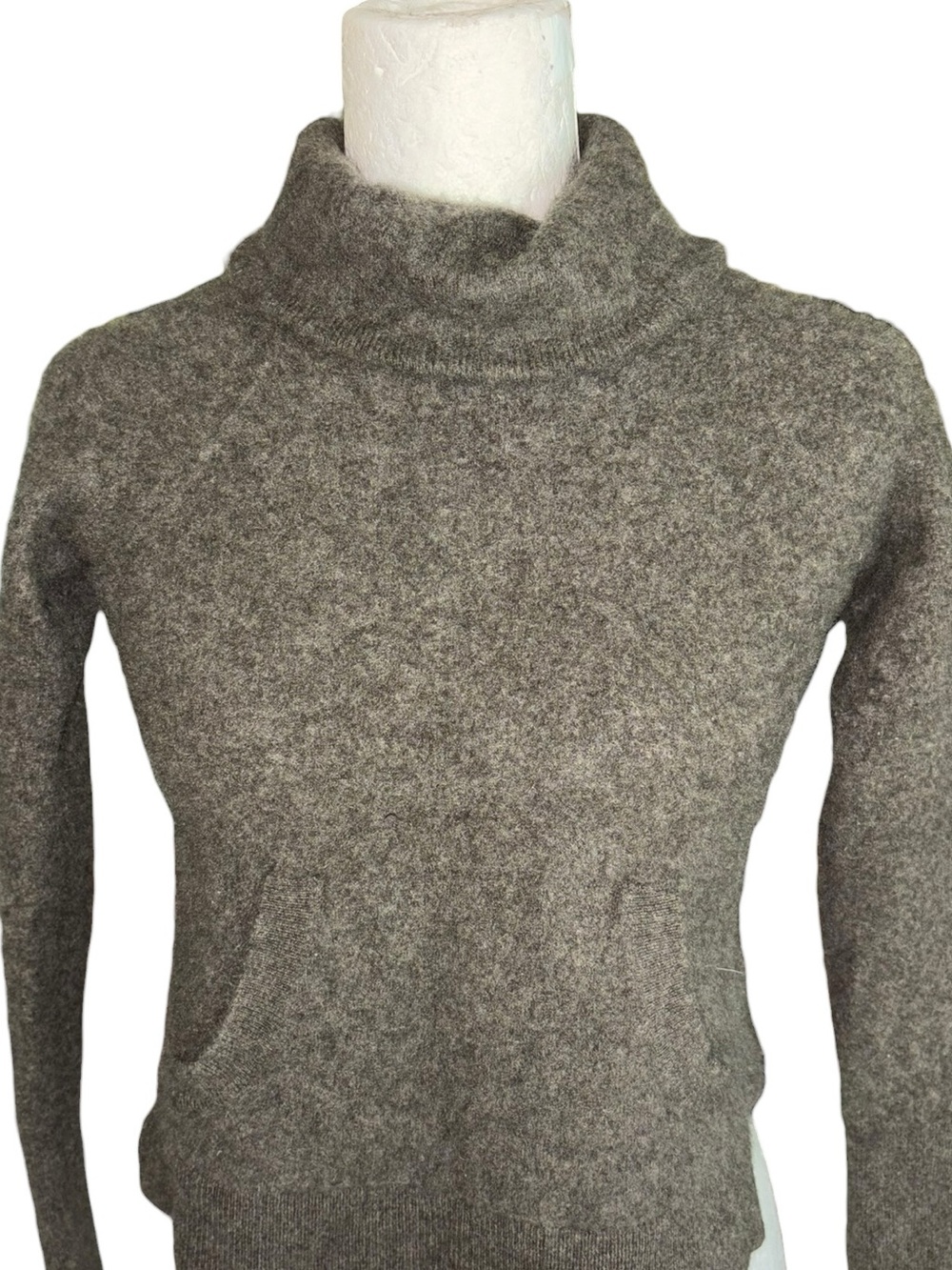 Veronica Beard Oliver Cashmere Funnel Neck Cropped Sweater in Army Green - S - Picture 6 of 14